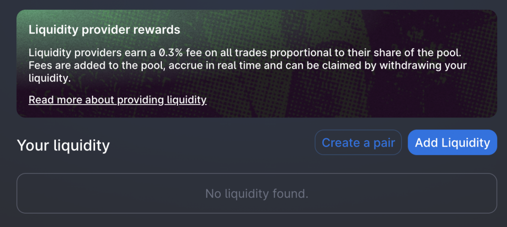 選擇 Add Liquidity 加入流動性